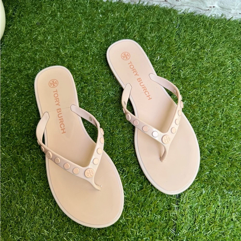 TORY BURCH Studded Jelly Sandals pink rose Size 8